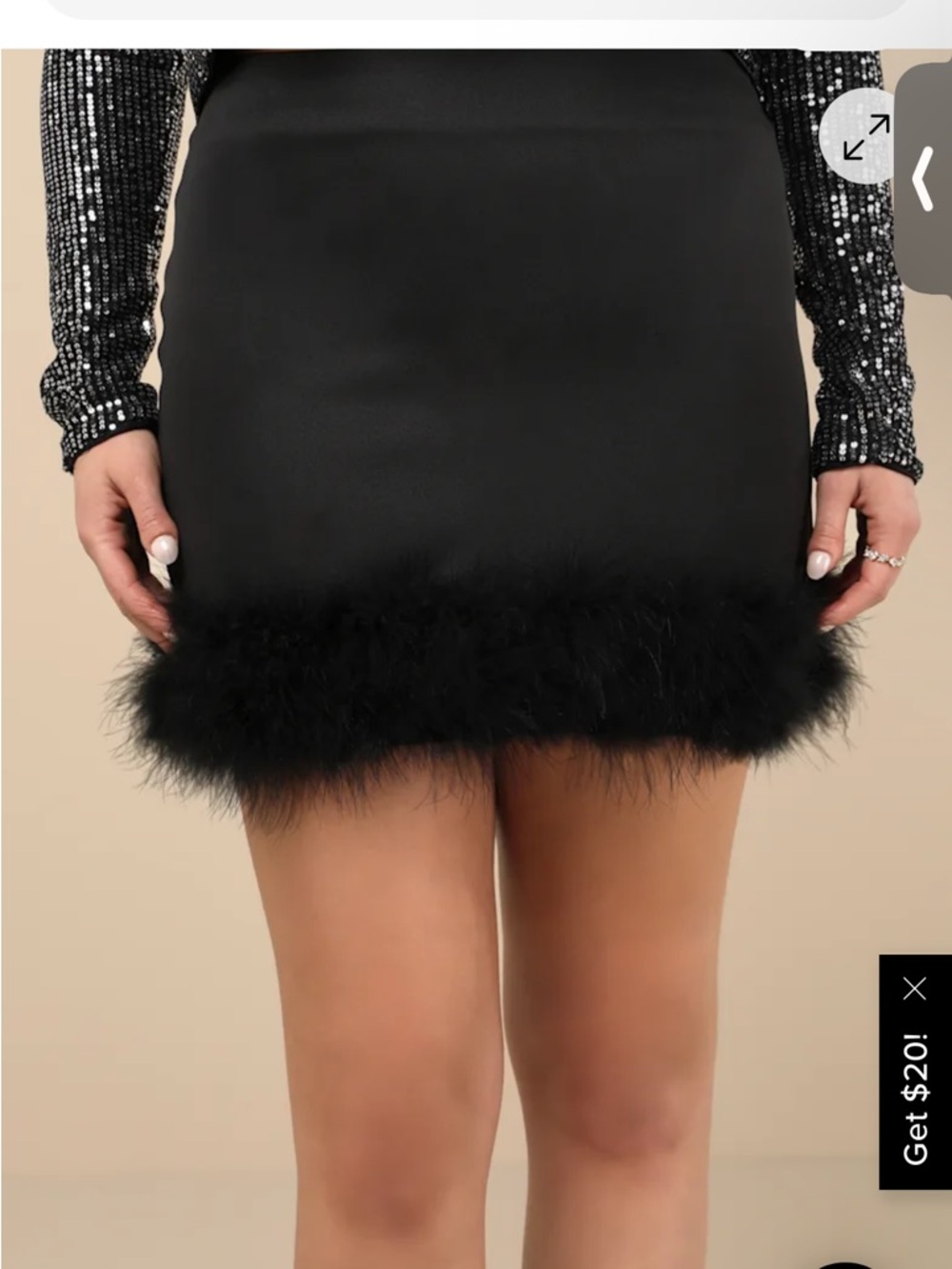 Lulu's Black Feather-Trim Mini Skirt